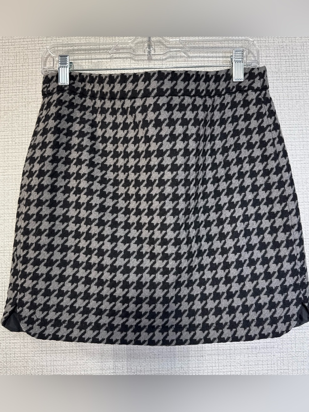 J.Crew 4 Grey Black Houndstooth Wool Blend Mini Skirt Outlet Academia Schoolgirl